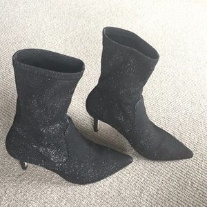 Glittered black fabric sock boots EUR37